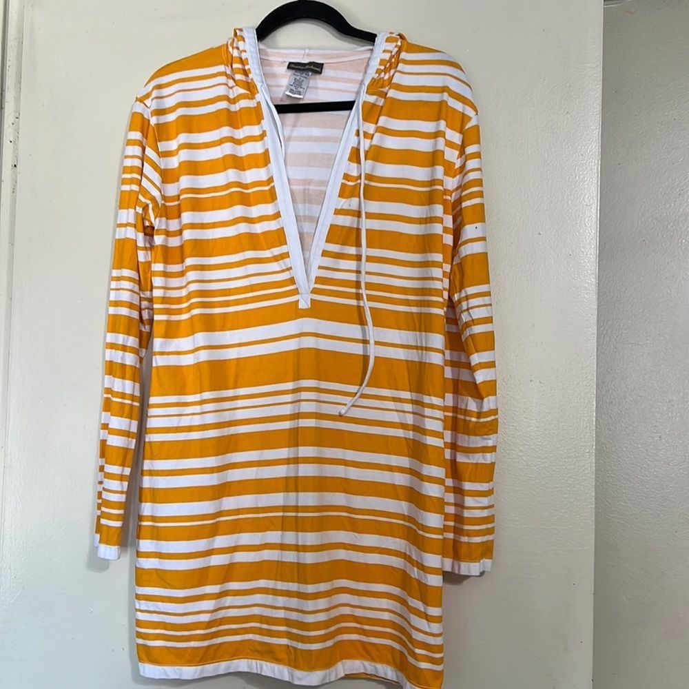 Tommy Bahama striped hooded cover up dress